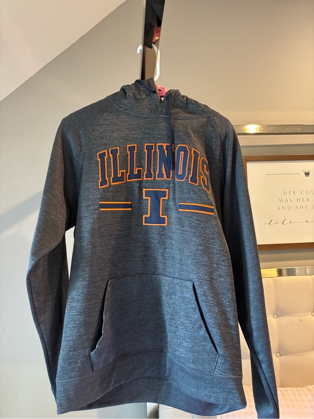 Illinois Men's Hoodie Sweatshirt - Navy with Orange Logo